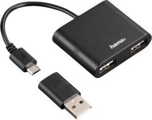 HUB USB Hama 2-portowy, OTG, Czarny (000541400000) 1