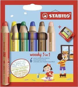 Stabilo Kredki Woody 3w1 6 kol + temperówka STABILO 1