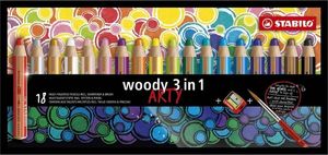 Stabilo Kredki Woody Arty 3w1 18 kol + temperówka (381315) 1