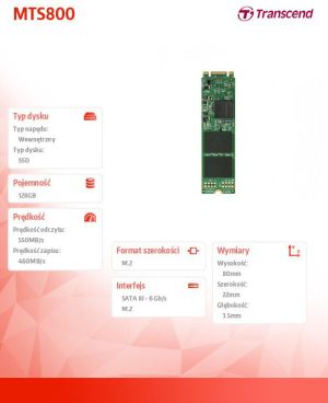 Dysk SSD Transcend MTS800 128GB M.2 2280 SATA III (TS128GMTS800) 3