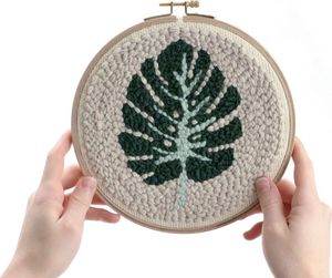Graine Creative Zestaw Punch Needle Liść Monstery D:20cm 4