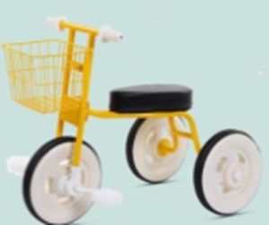 Rowerek trójkołowy retro z koszykiem żółty 1