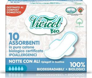 Vivicot Vivicot Biodegradowalne podpaski na noc ze skrzydełkami - 10 sztuk 1