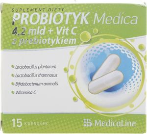 Aliness Medica Probiotyk 4,2 mld + Witamina C z prebiotykiem - 15 kapsułek 1