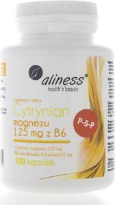 Aliness Aliness Cytrynian magnezu 125 mg z witaminą B6 (P-5-P) - 100 kapsułek 1