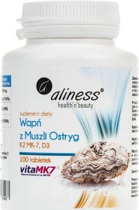 Aliness Aliness Wapń z muszli ostryg z witaminą K2 MK-7 i D3 - 100 tabletek 1