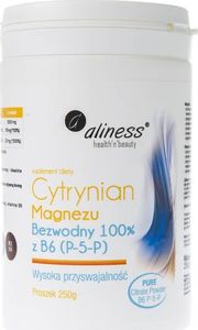 Aliness Aliness Cytrynian Magnezu bezwodny z B6 (P-5-P) proszek - 250 g 1