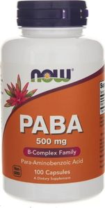 NOW Foods Now Foods PABA (Kwas p-aminobenzoesowy) 500 mg - 100 kapsułek 1
