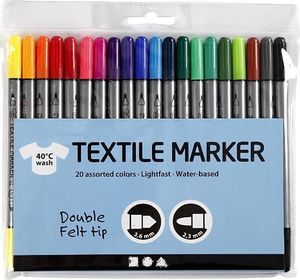 Creativ Company Markery do tkanin w zestawie 20 kolorów 1