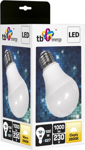 TB Energy Żarówka LED E27, 12W, 1000lm, 2800K, biała ciepła (5902002015400) 2