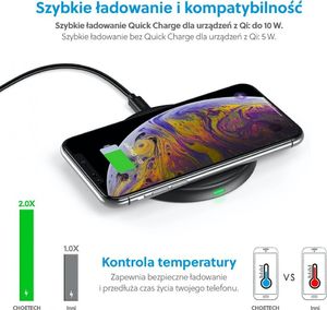Ładowarka Choetech T526-S Indukcyjna 2 A (T526-S BLACK) 4
