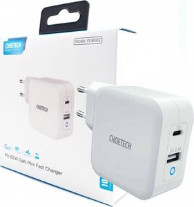 Ładowarka Choetech PD8002 1x USB-A 1x USB-C 3 A (PD8002 WHITE) 3