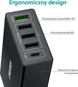 Ładowarka Choetech Q3-4U2Q 4x USB-A 1x USB-C 3 A (Q3-4U2Q BLACK) 2