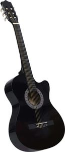 vidaXL Gitara klasyczna z wycięciem, 6 strun, czarna, 38 1