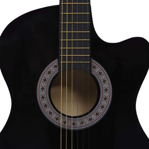 vidaXL Gitara klasyczna z wycięciem, 6 strun, czarna, 38 5