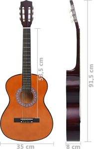 vidaXL Gitara klasyczna dla początkujących, 3/4 (36), lipa 7