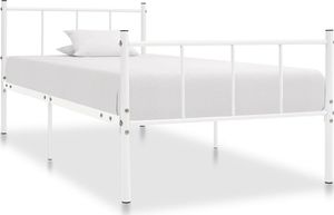 vidaXL Rama łóżka, biała, metalowa, 90 x 200 cm 1