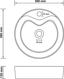 Umywalka vidaXL Umywalka ceramiczna z przelewem matowa czerń 36x13cm 7
