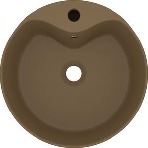 Umywalka vidaXL Umywalka z przelewem, kremowa matowa, 36x13 cm, ceramiczna 4