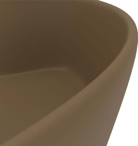 Umywalka vidaXL Umywalka z przelewem, kremowa matowa, 36x13 cm, ceramiczna 6