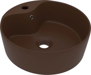 Umywalka vidaXL Umywalka z przelewem, matowy ciemny brąz, 36x13cm, ceramiczna 2