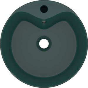 Umywalka vidaXL Umywalka z przelewem, matowa ciemna zieleń, 36x13 cm, ceramika 3