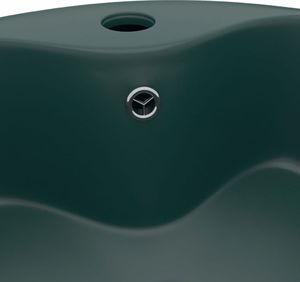 Umywalka vidaXL Umywalka z przelewem, matowa ciemna zieleń, 36x13 cm, ceramika 5