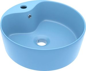 Umywalka vidaXL Umywalka z przelewem, matowy błękit, 36x13 cm, ceramiczna 2
