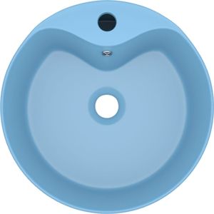 Umywalka vidaXL Umywalka z przelewem, matowy błękit, 36x13 cm, ceramiczna 3