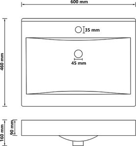 Umywalka vidaXL Umywalka z otworem na kran, matowy ciemnoszary, 60x46 cm 6