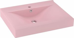 Umywalka vidaXL Umywalka z otworem na kran, matowy róż, 60x46 cm, ceramiczna 2