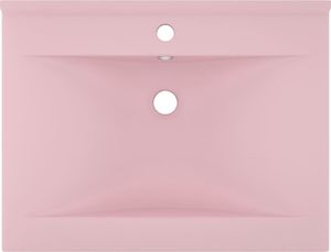 Umywalka vidaXL Umywalka z otworem na kran, matowy róż, 60x46 cm, ceramiczna 3