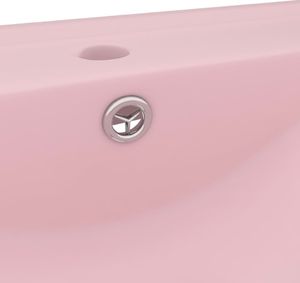 Umywalka vidaXL Umywalka z otworem na kran, matowy róż, 60x46 cm, ceramiczna 5