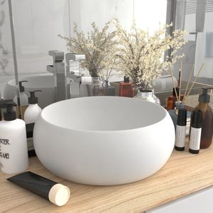 Umywalka vidaXL Umywalka ceramiczna okrągła matowa biel 40x15cm 1