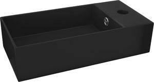 Umywalka vidaXL Ścienna umywalka z otworem przelewowym ceramika matowa czerń 2