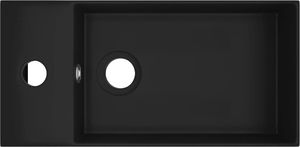 Umywalka vidaXL Ścienna umywalka z otworem przelewowym ceramika matowa czerń 3