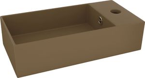 Umywalka vidaXL Ścienna umywalka z otworem przelewowym, ceramika, kremowy mat (146996) 2