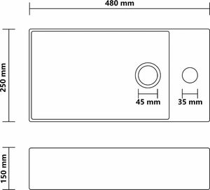 Umywalka vidaXL Ścienna umywalka z otworem przelewowym, ceramika, ciemnoszara 7
