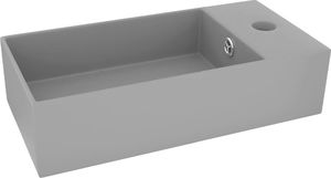 Umywalka vidaXL Ścienna umywalka z otworem przelewowym, ceramika, jasnoszara 2
