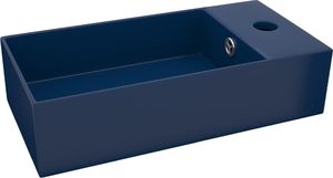 Umywalka vidaXL Ścienna umywalka z otworem przelewowym, ceramika, granatowa (146990) 2
