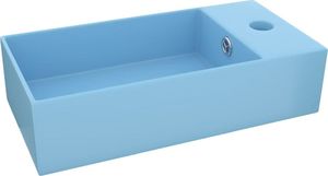 Umywalka vidaXL Ścienna umywalka z otworem przelewowym, ceramika, błękitna 2
