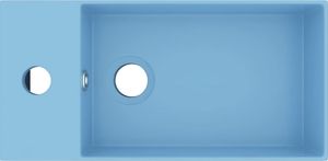 Umywalka vidaXL Ścienna umywalka z otworem przelewowym, ceramika, błękitna 3