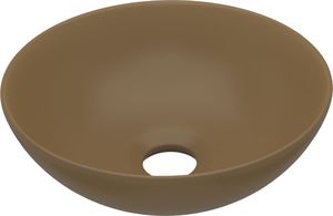 Umywalka vidaXL Umywalka łazienkowa, ceramiczna, matowa kremowa, okrągła 2