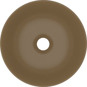 Umywalka vidaXL Umywalka łazienkowa, ceramiczna, matowa kremowa, okrągła 4