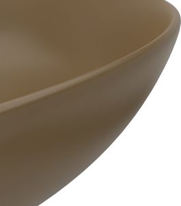Umywalka vidaXL Umywalka łazienkowa, ceramiczna, matowa kremowa, okrągła 5