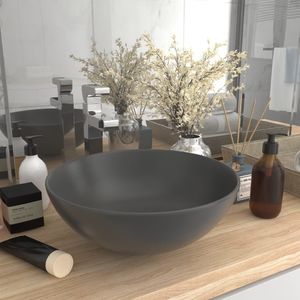 Umywalka vidaXL Umywalka łazienkowa, ceramiczna, ciemnoszara, okrągła 1