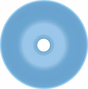 Umywalka vidaXL Umywalka łazienkowa, ceramiczna, jasnoniebieska, okrągła 4