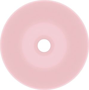 Umywalka vidaXL Umywalka łazienkowa, ceramiczna, matowy róż, okrągła 4