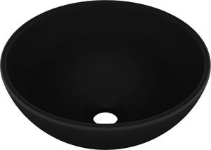 Umywalka vidaXL Umywalka łazienkowa okrągła matowa czerń 32.5x14cm 2