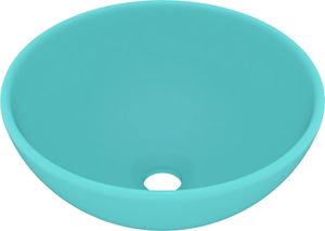 Umywalka vidaXL Okrągła umywalka łazienkowa, matowa jasnozielona, 32,5 x 14 cm 2